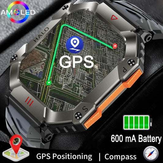 New 2024 LIGE Military Smart Watch GPS Tracker Rugged Watch Men Band Sports Fitness Waterproof Smartwatch AI Voice Bluetooth Call