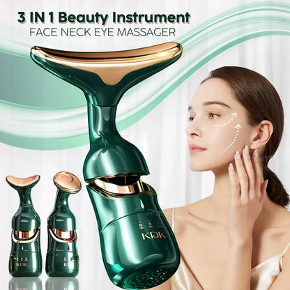 3 In 1 Face Massager Facial Neck Eye Massage Introducer Microcurrent Lifting Skin Rejuvenation EMS Anti Aging Beauty Device Hot
