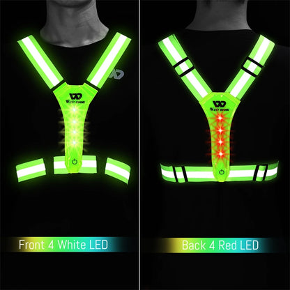 WEST BIKING Cycling Reflective Safety Vest Electric Scooter Flashing Vest USB Rechargeable LED Vest Running Jogging Fishing