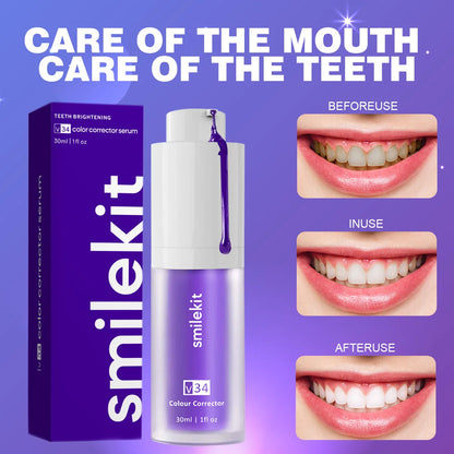 Smile Kit Teeth Color Corrector/Whitening Purple Toothpaste Dental Teeth Serum Reduce Yellowing Brightening Oral
