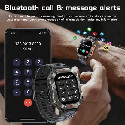 New 2024 LIGE Military Smart Watch GPS Tracker Rugged Watch Men Band Sports Fitness Waterproof Smartwatch AI Voice Bluetooth Call